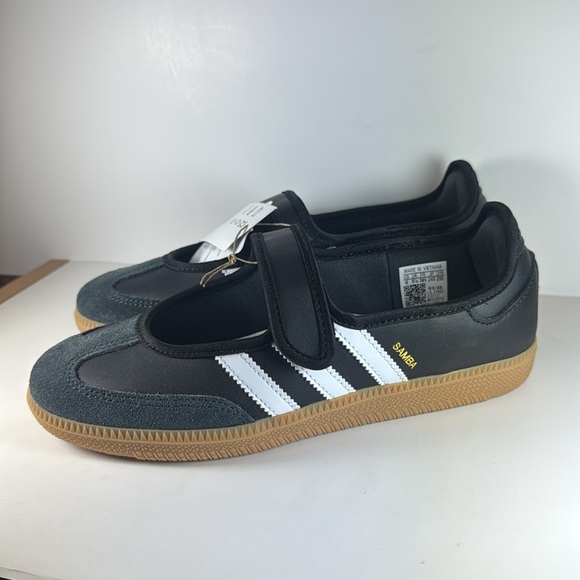 Adidas Samba Black White Velcro Women’s Size 8 Sneakers Mary Jane Shoes - Picture 10 of 12